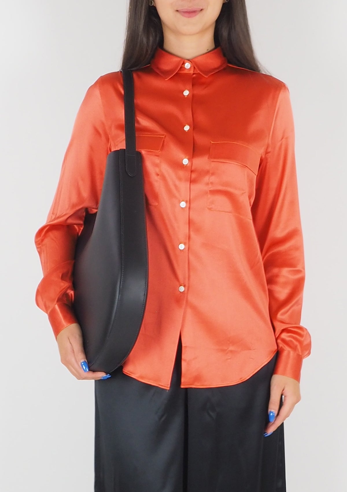 Damen Bluse aus Seide in Orange - Vercelli Damen Bluse 24 Blooming