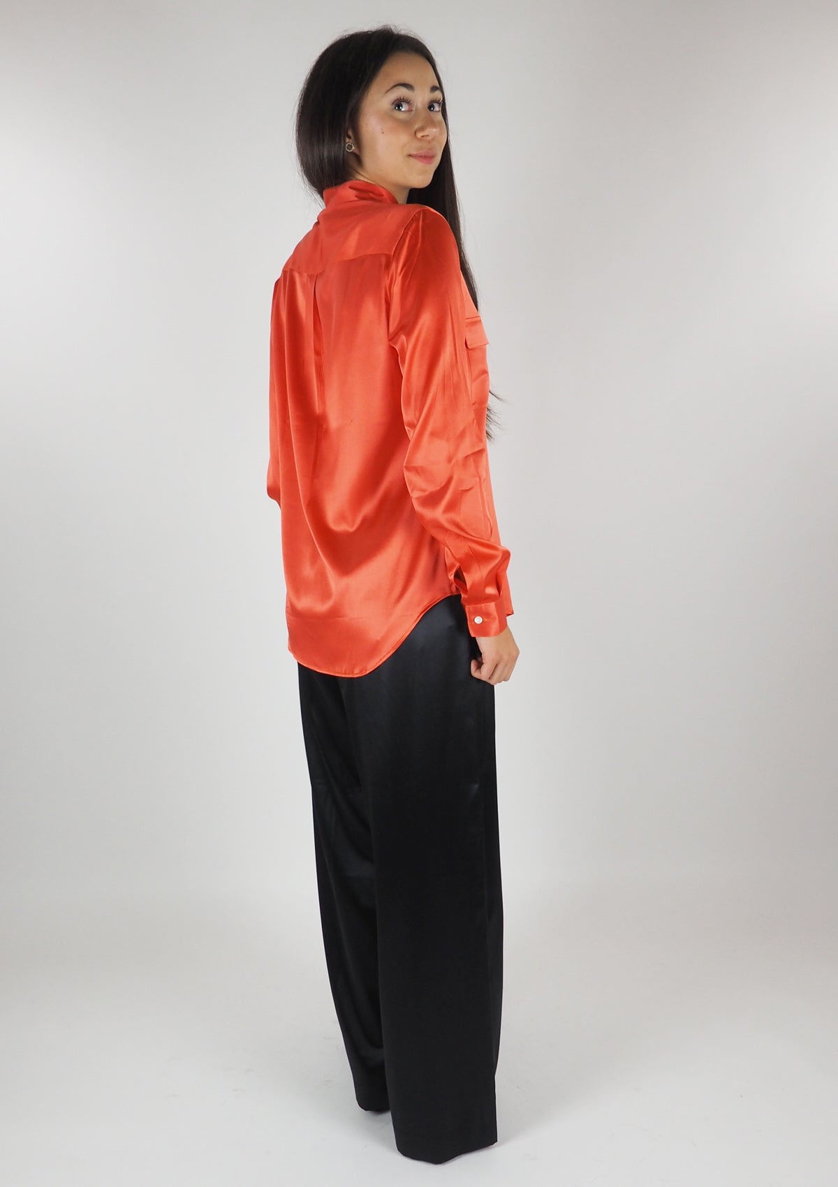 Damen Bluse aus Seide in Orange - Vercelli Damen Bluse 24 Blooming