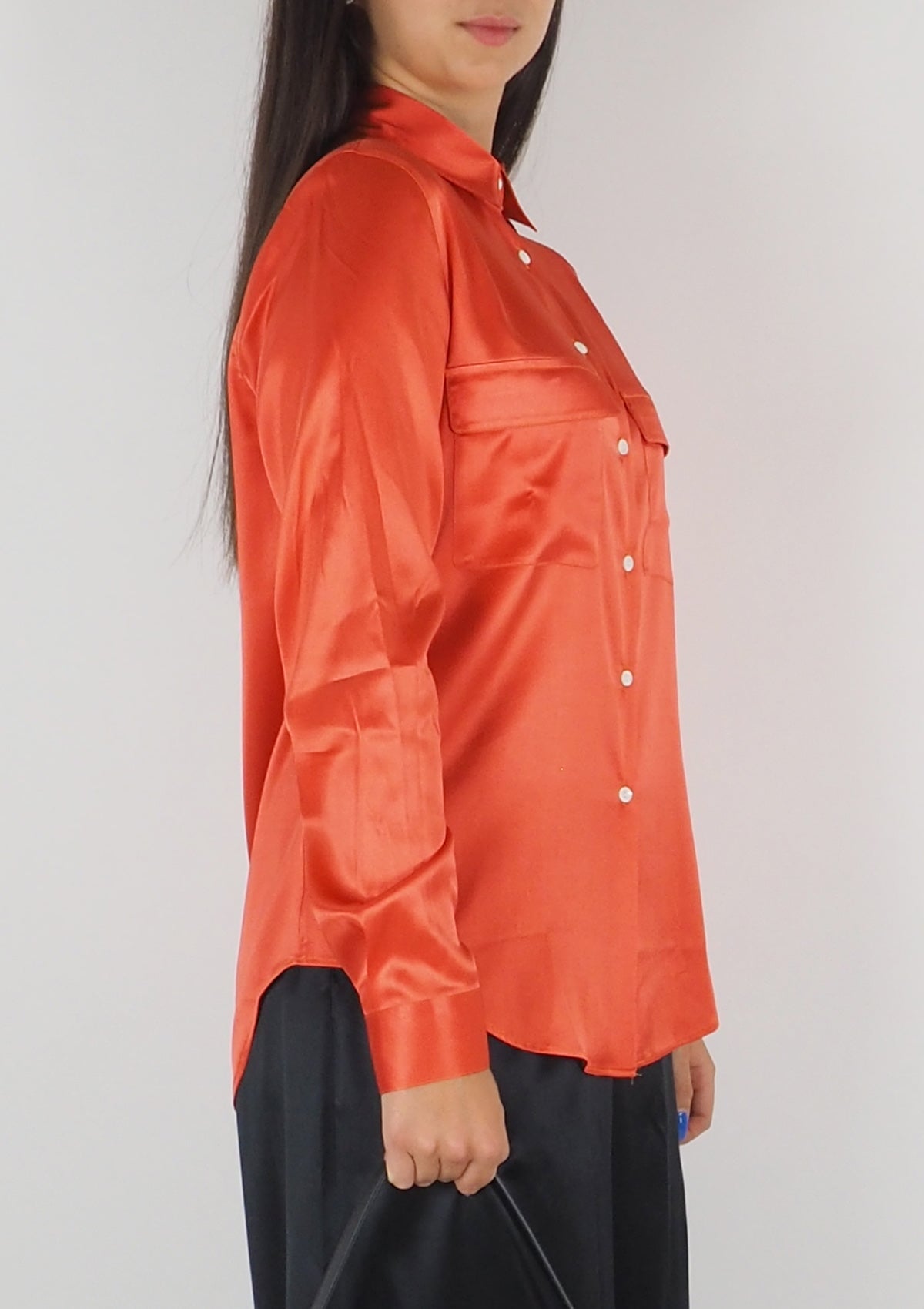 Damen Bluse aus Seide in Orange - Vercelli Damen Bluse 24 Blooming