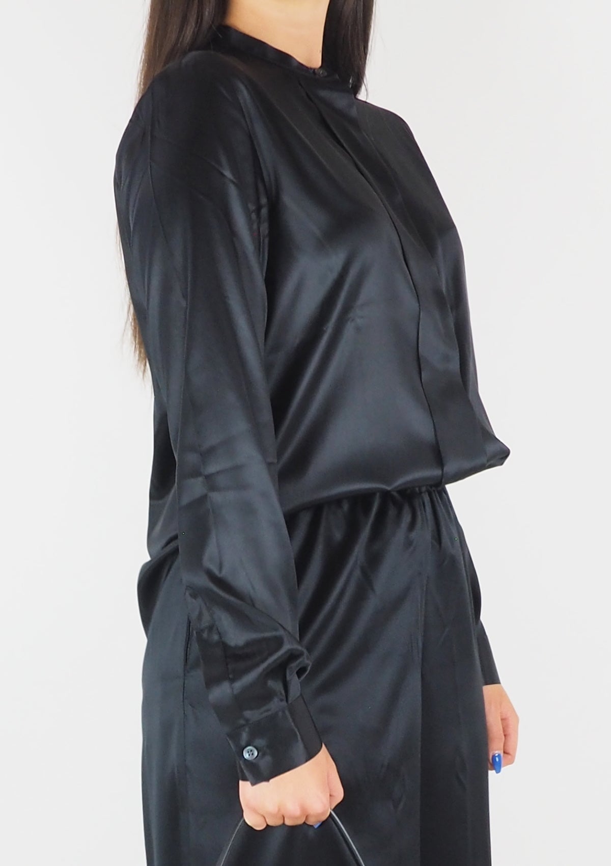 Damen Bluse aus Seide in Schwarz - Badia Damen Bluse 24 Blooming