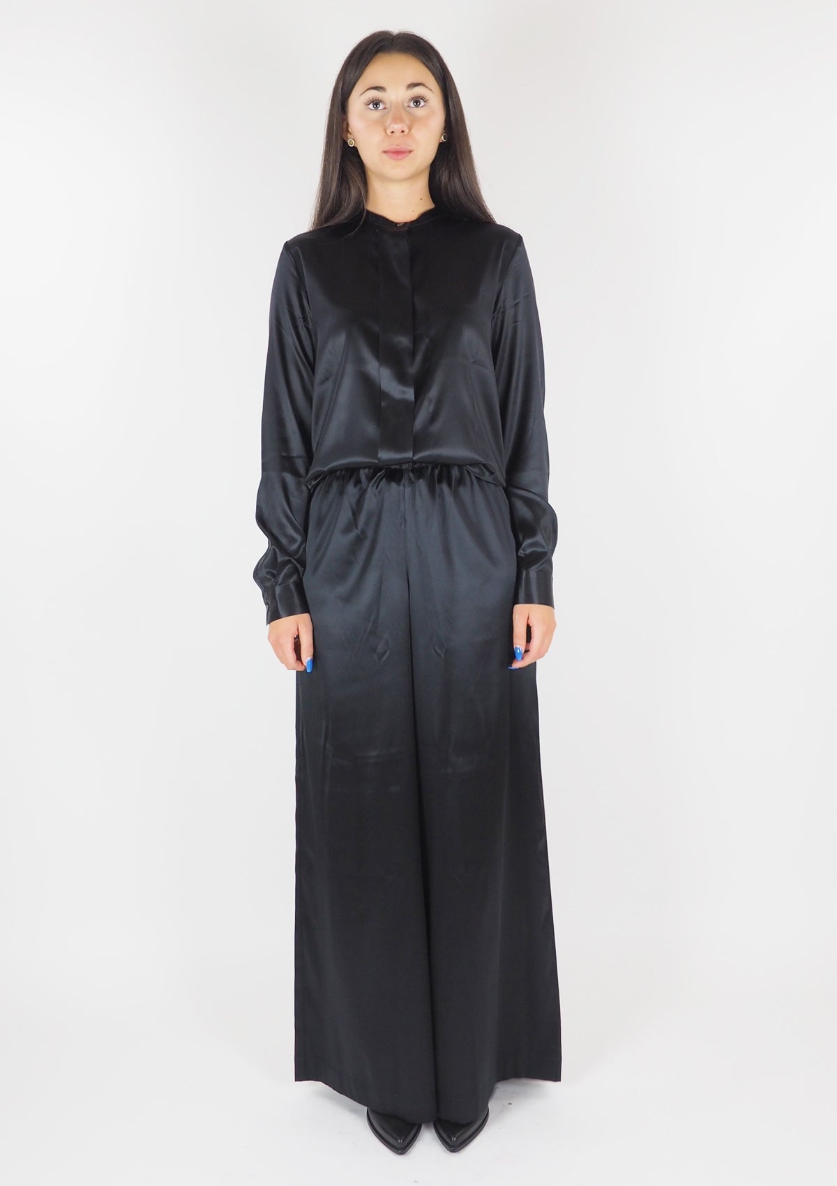 Damen Bluse aus Seide in Schwarz - Badia Damen Bluse 24 Blooming