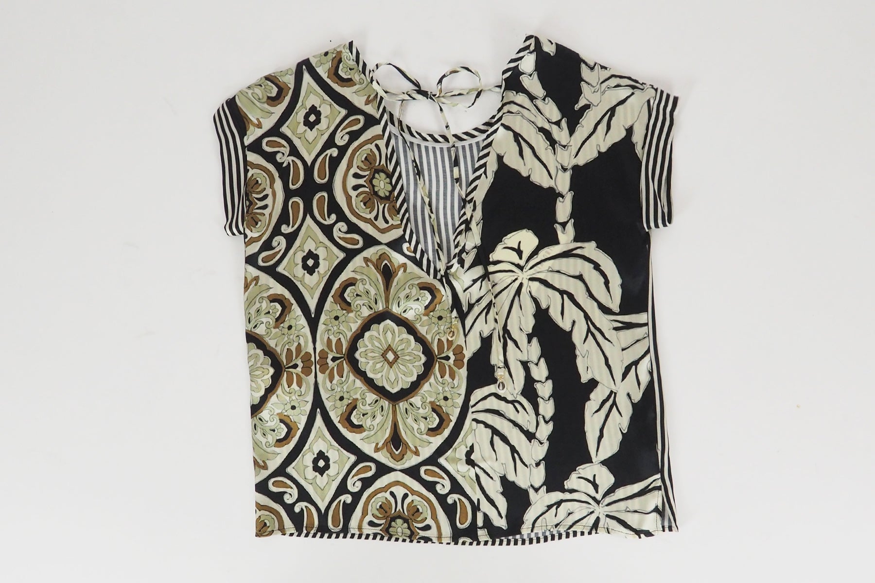 Damen Bluse aus Seide in Schwarz & Creme Damen Bluse SHIRTAPORTER