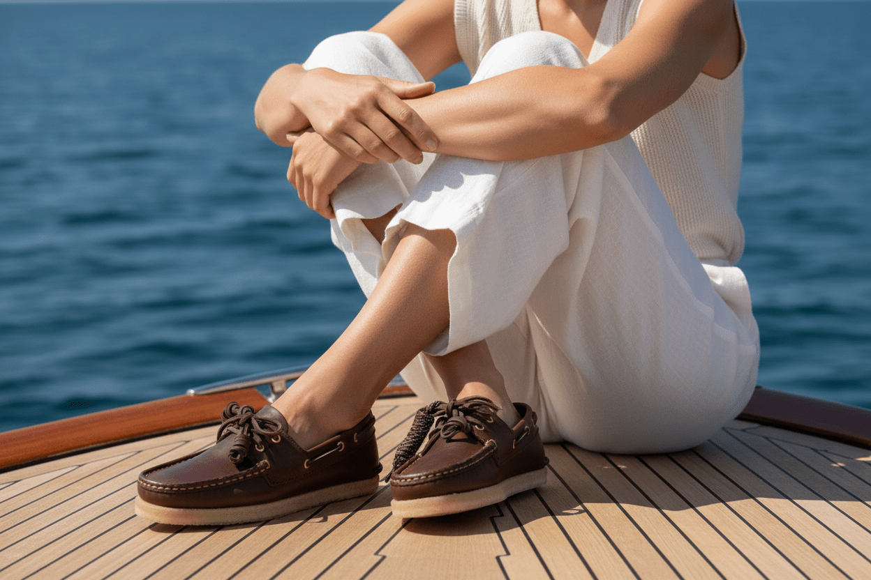 Damen Bootsschuh aus geöltem Leder in Braun mit Kreppsohle Damen Loafers & Schnürer Clarks Originals
