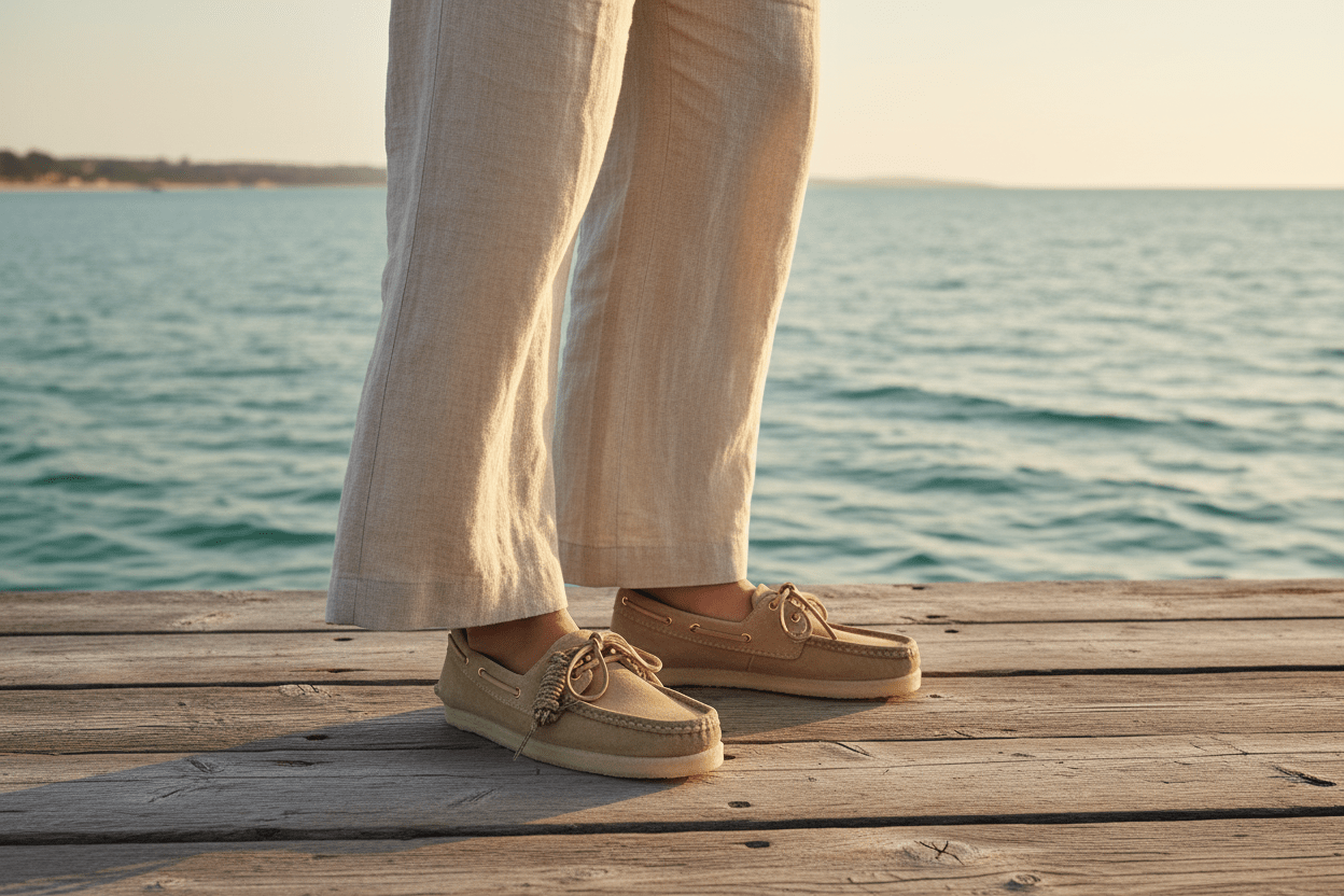 Damen Bootsschuh aus Velours in Sand mit Kreppsohle - Clarks Originals Damen Loafers & Schnürer Clarks Originals