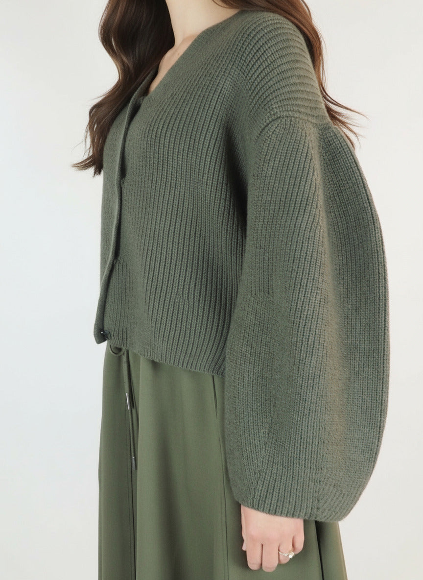 Damen Cardigan aus extra feiner Merino Wolle in Grün Damen Pullover Psophia