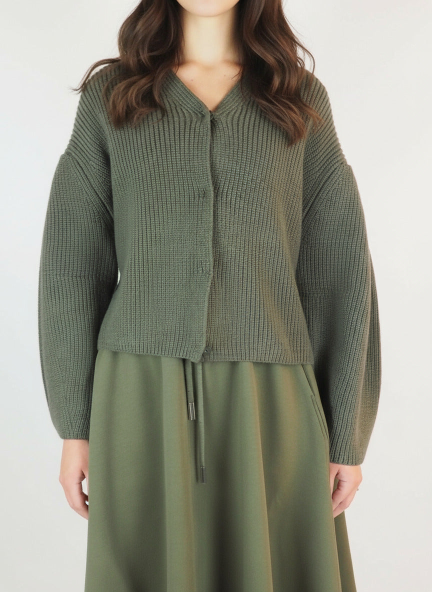 Damen Cardigan aus extra feiner Merino Wolle in Grün Damen Pullover Psophia