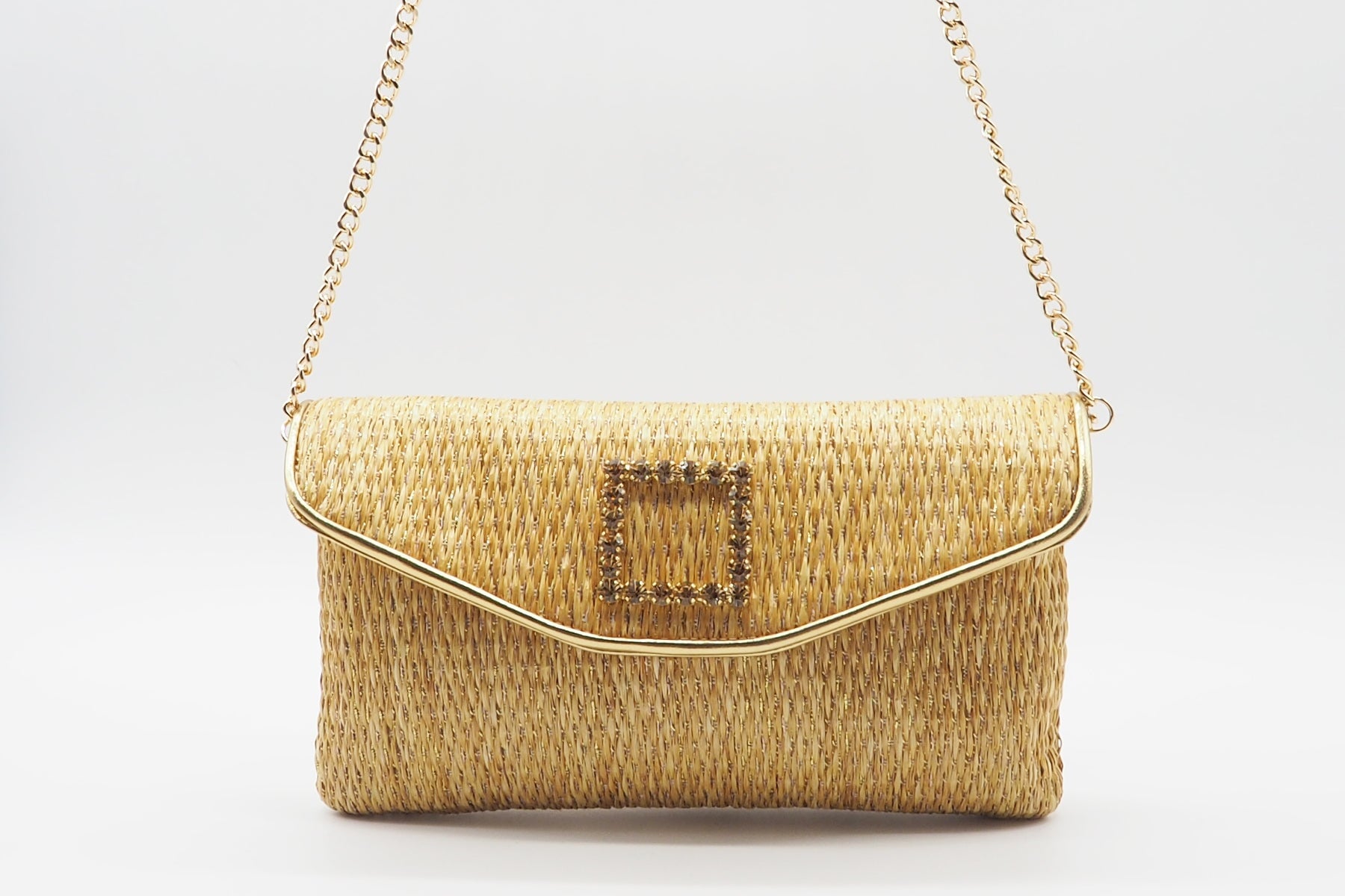 Damen Clutch aus Bast in Walnuss - Raffia Taschen Clutches Roberto Festa