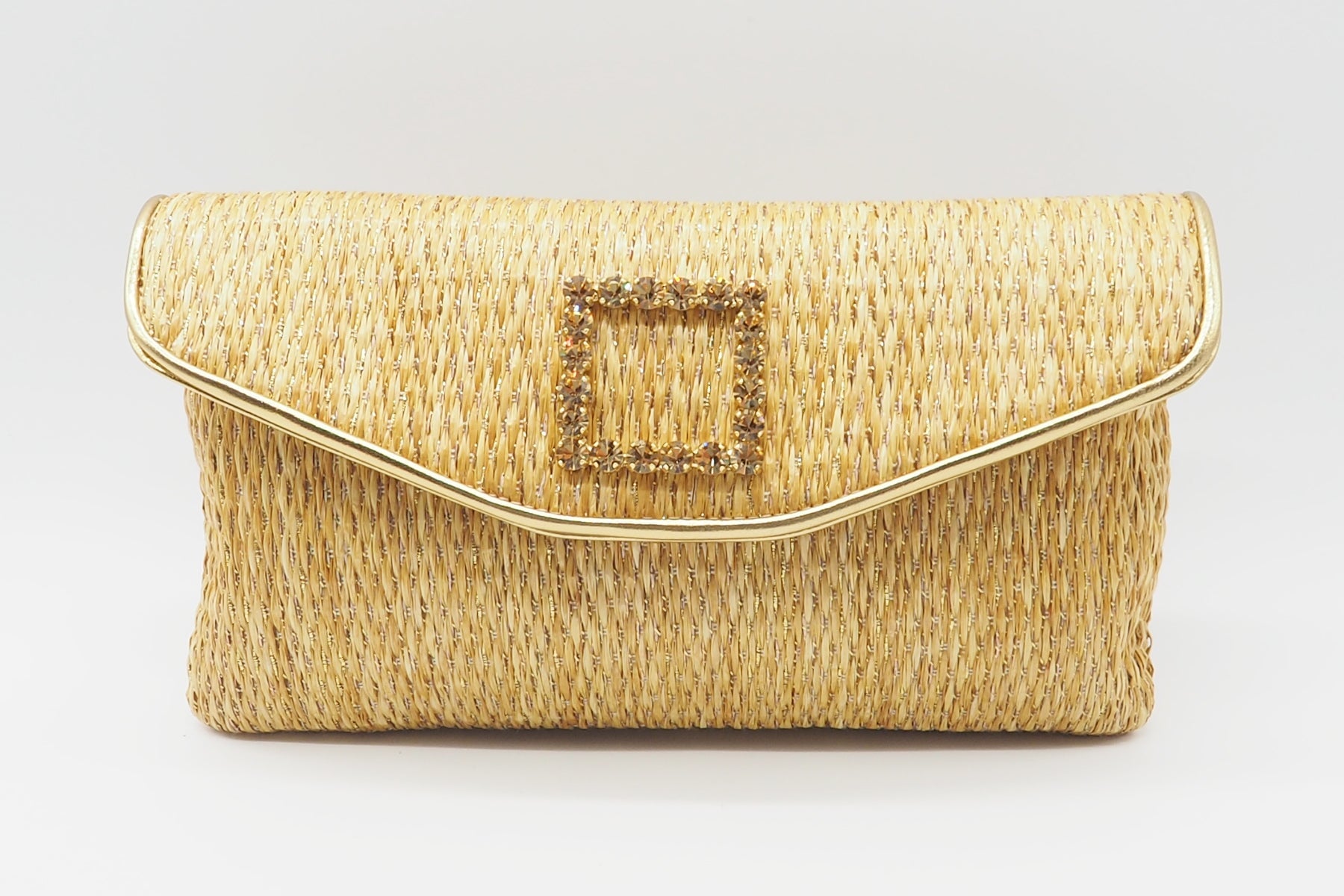 Damen Clutch aus Bast in Walnuss - Raffia Taschen Clutches Roberto Festa