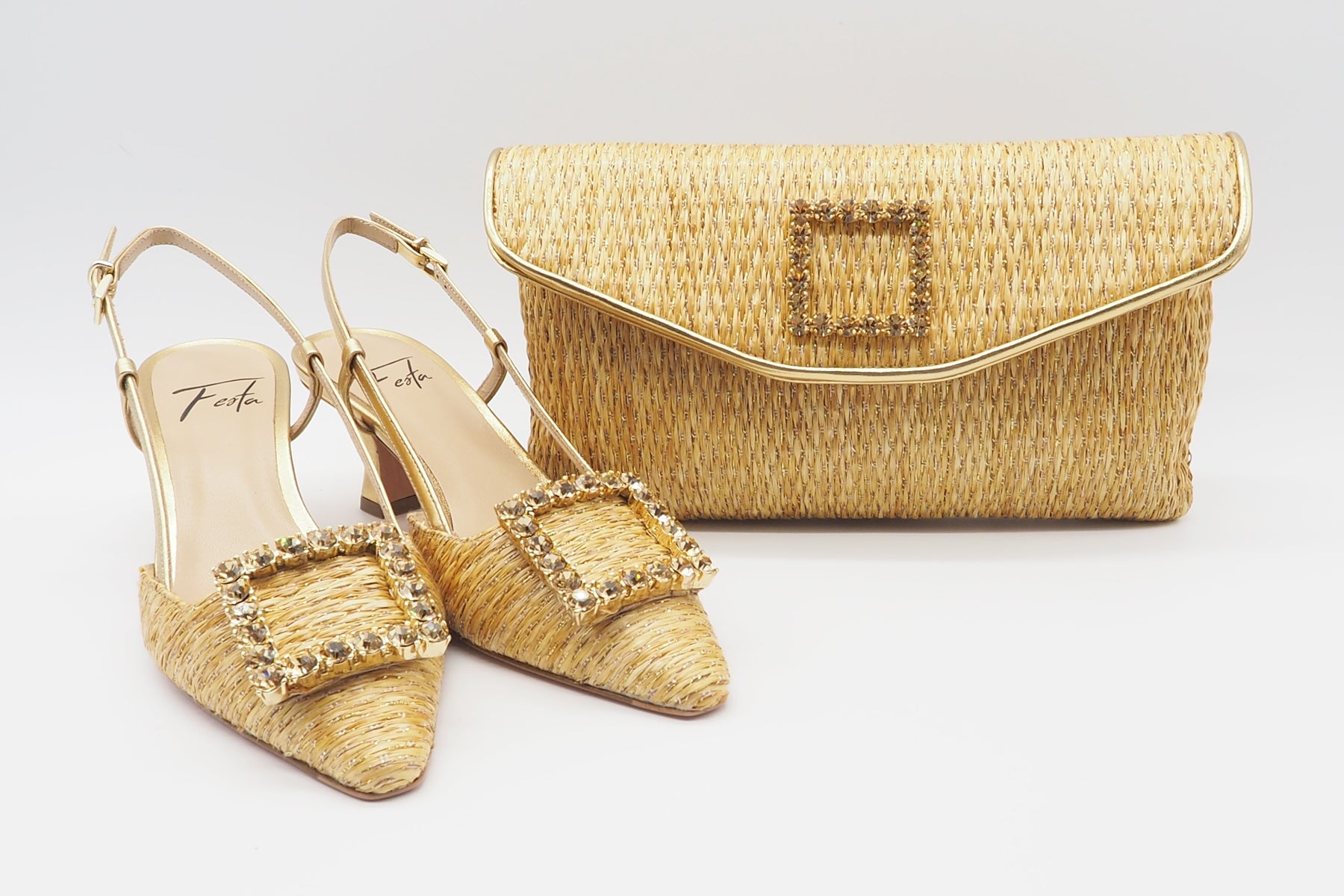 Damen Clutch aus Bast in Walnuss - Raffia Taschen Clutches Roberto Festa