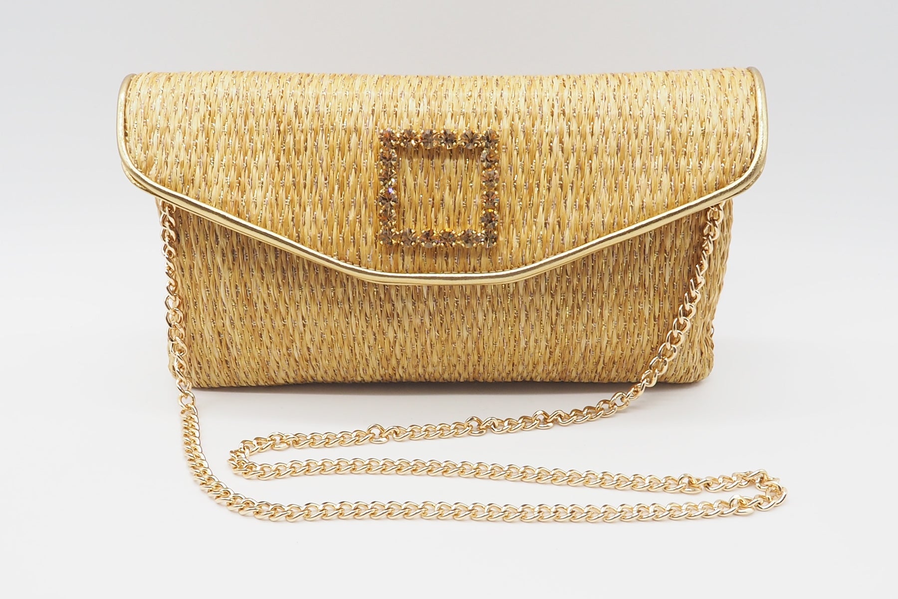Damen Clutch aus Bast in Walnuss - Raffia Taschen Clutches Roberto Festa
