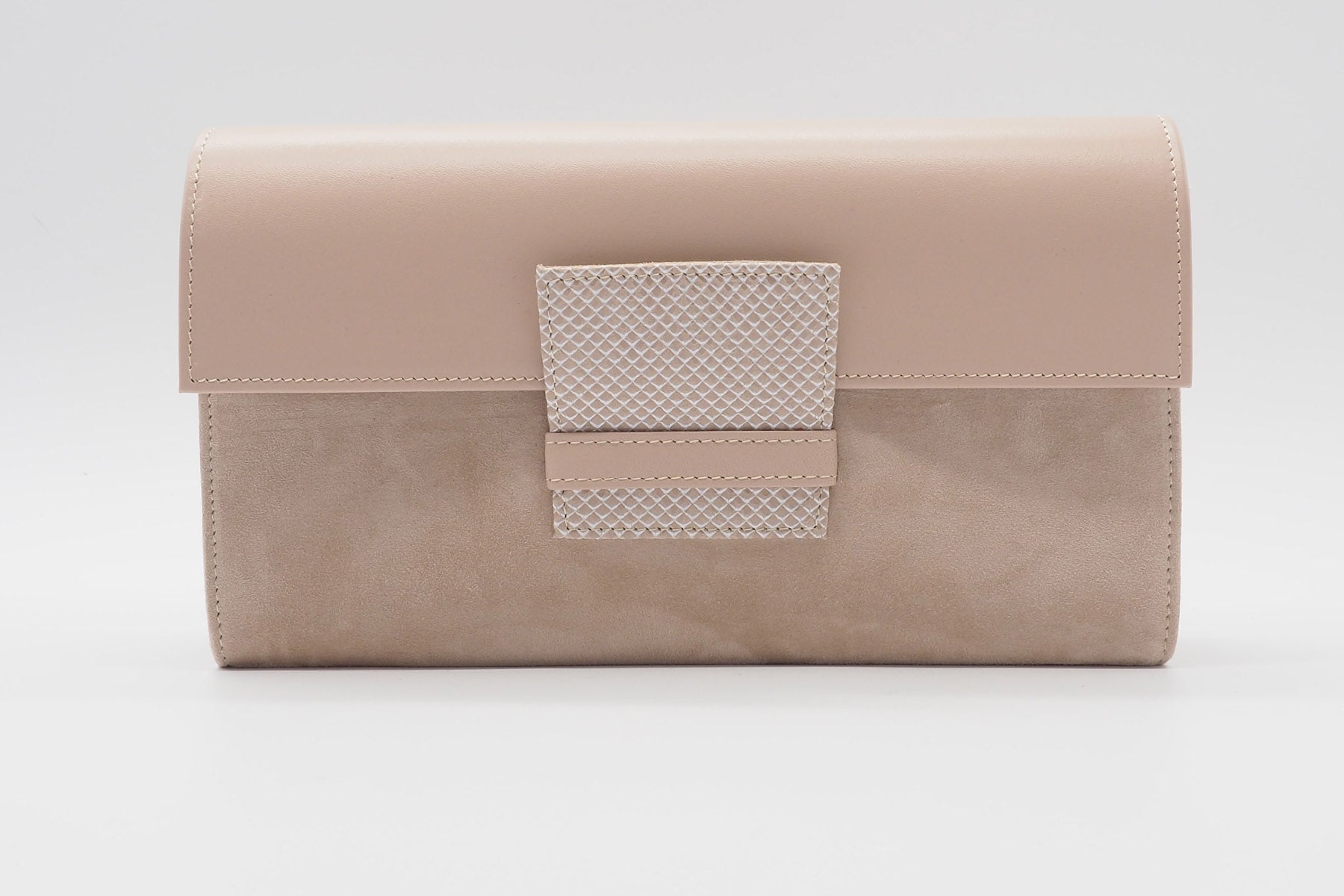 Damen Clutchbag aus Veloursleder & Glattlederr in Skin - mit Lederriemen Damen Clutchbag Brunate
