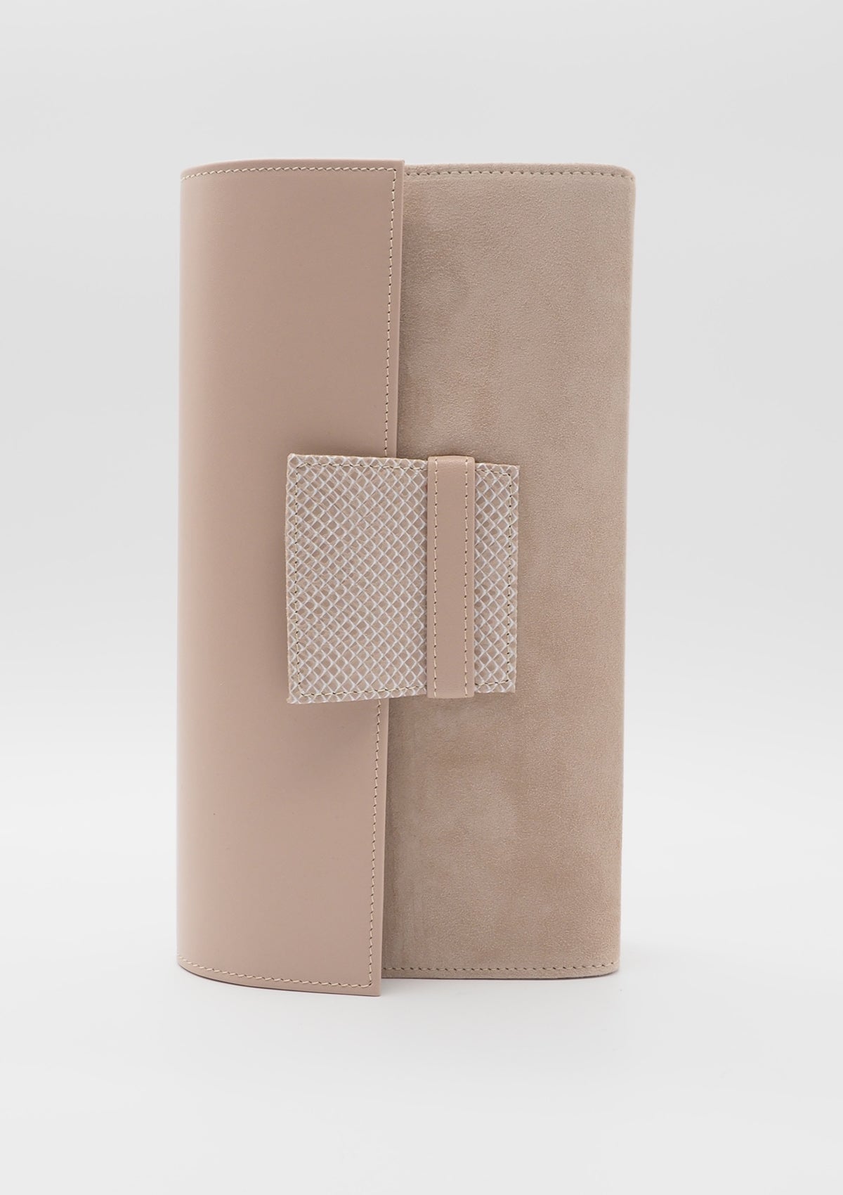 Damen Clutchbag aus Veloursleder & Glattlederr in Skin - mit Lederriemen Damen Clutchbag Brunate