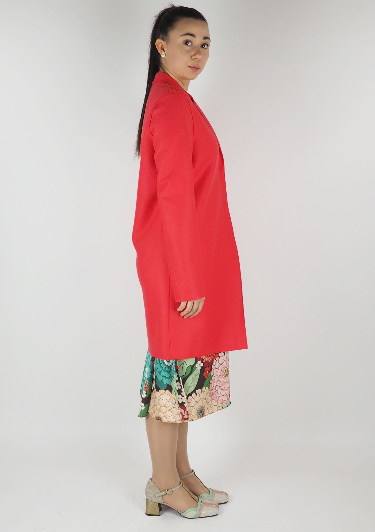 Damen Cocoon-Mantel aus gestrickter, leicht gefilzter Wolle in Pink Damen Mantel Harris Wharf London