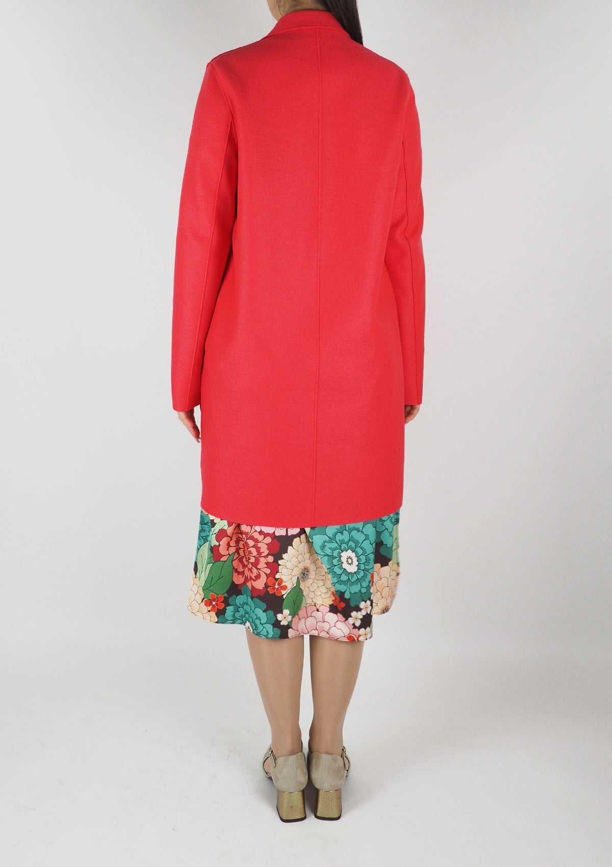 Damen Cocoon-Mantel aus gestrickter, leicht gefilzter Wolle in Pink Damen Mantel Harris Wharf London