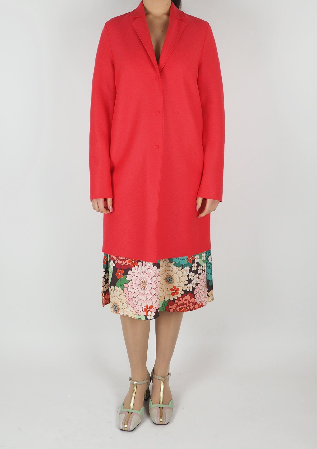 Damen Cocoon-Mantel aus gestrickter, leicht gefilzter Wolle in Pink Damen Mantel Harris Wharf London