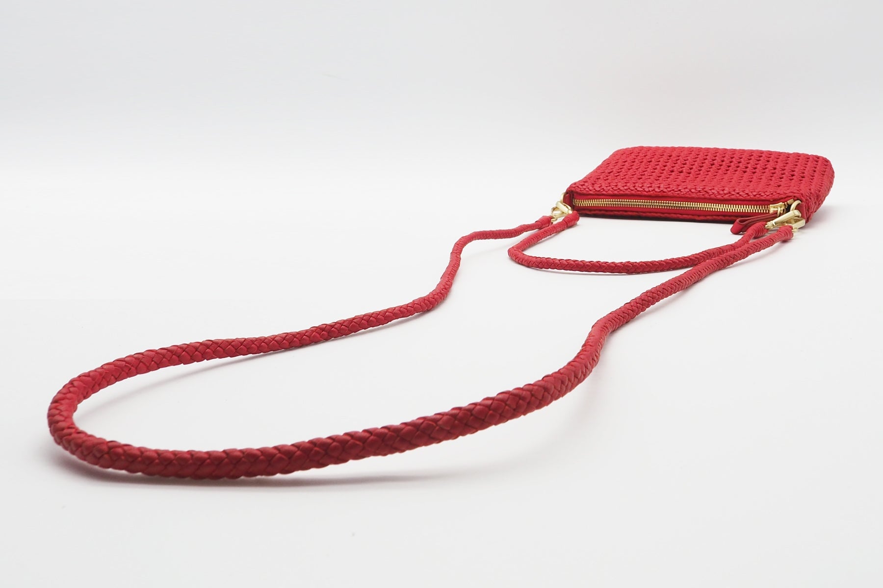 Damen Crossbody aus gewebten Leder in Rot - Slema Flower Rot Taschen Crossbody & Schultertasche Allan K