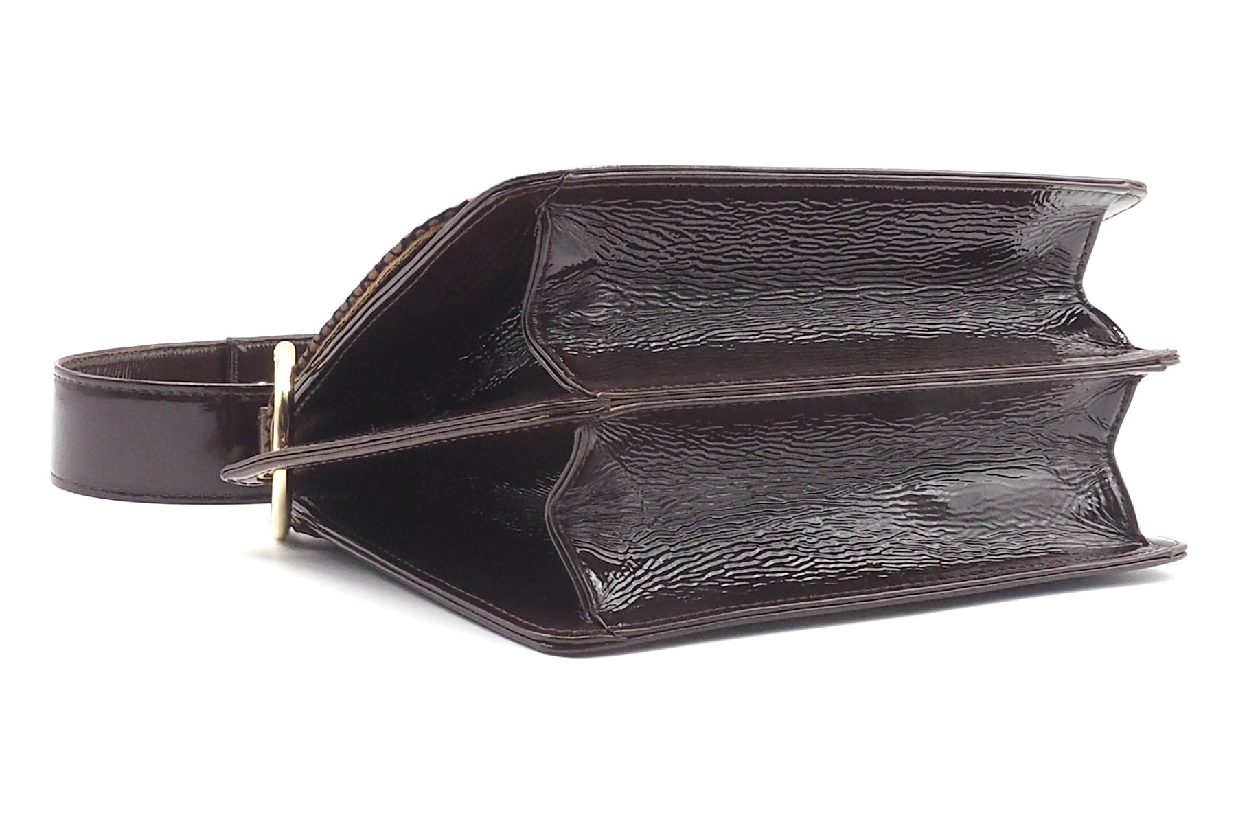 Damen Crossbodybag aus Lackleder Braun & bedrucktem Velours in Bronze Taschen Crossbody & Schultertasche Chie Mihara