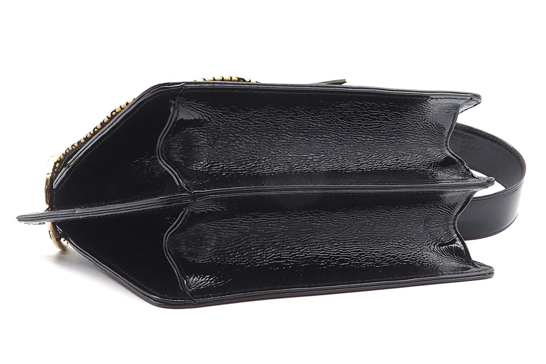 Damen Crossbodybag aus Lackleder Schwarz & bedrucktem Velours in Gold Taschen Crossbody & Schultertasche Chie Mihara