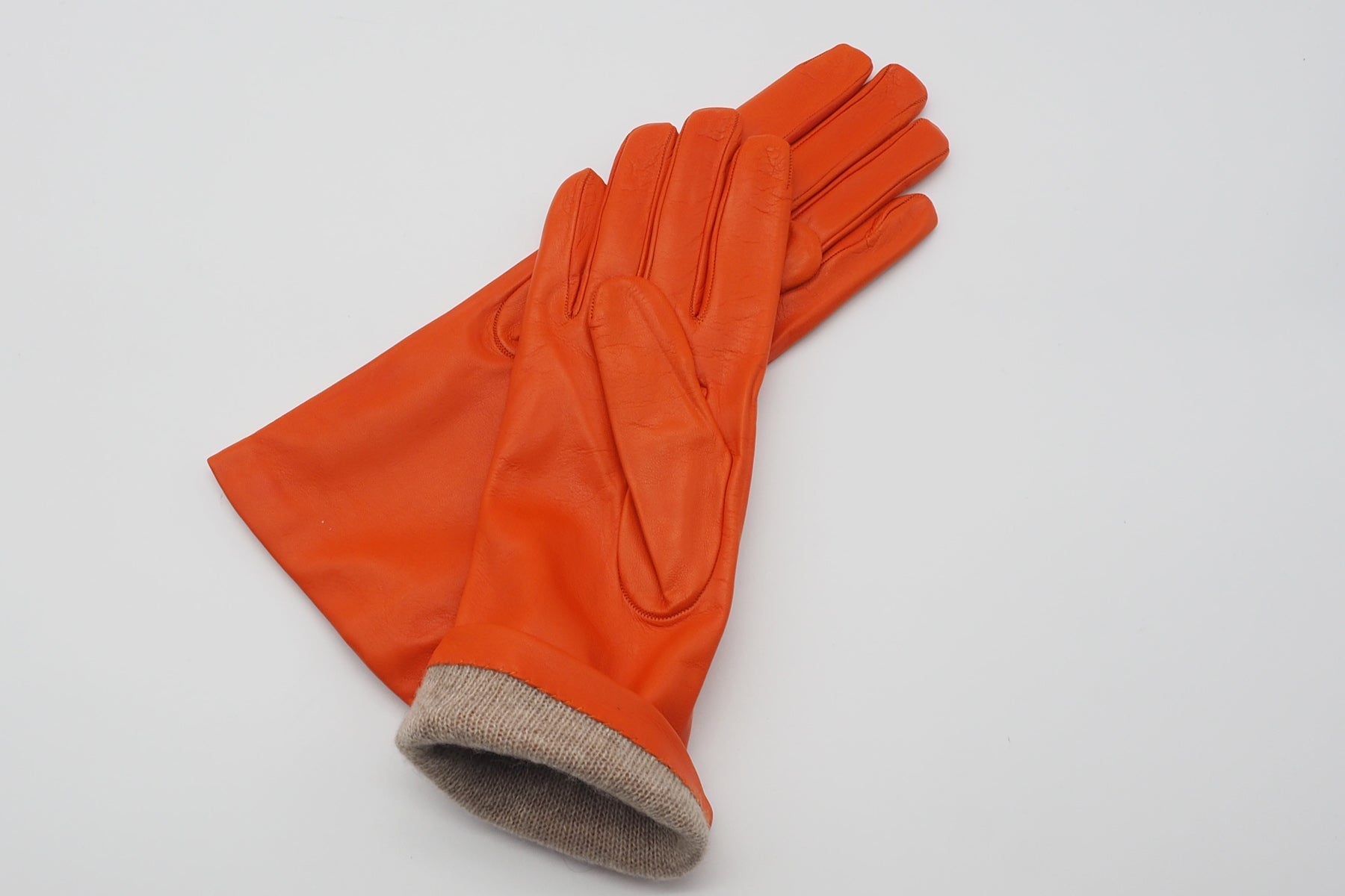 Damen Handschuhe aus feinem Leder in Orange - Innenfutter Kaschmir Damen Handschuhe C. Gloves