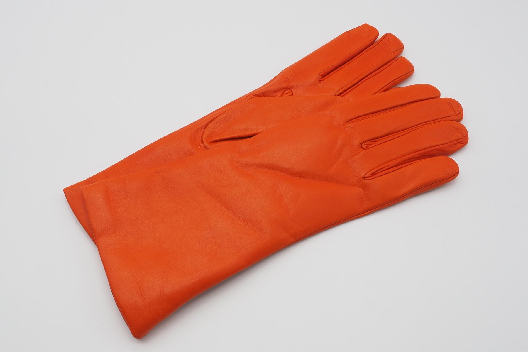 Damen Handschuhe aus feinem Leder in Orange - Innenfutter Kaschmir Damen Handschuhe C. Gloves