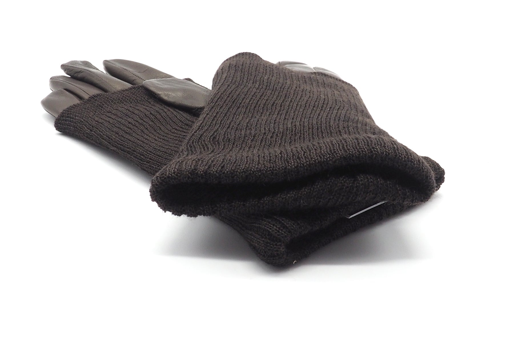 Damen Handschuhe aus Leder in Dunkelbraun - Futter Kaschmir - Strickschaft zum Stülpen Damen Handschuhe C. Gloves