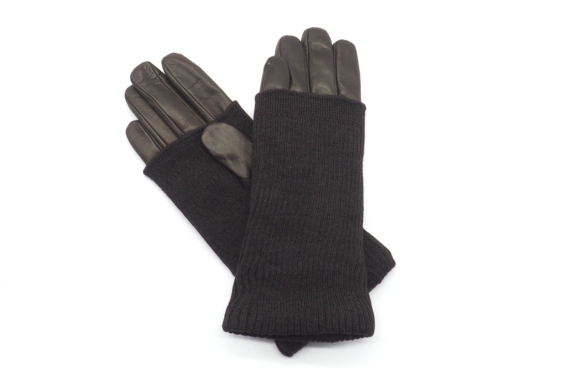 Damen Handschuhe aus Leder in Dunkelbraun - Futter Kaschmir - Strickschaft zum Stülpen Damen Handschuhe C. Gloves