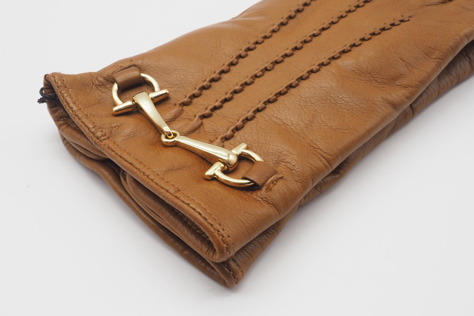 Damen Handschuhe aus Leder in Hellbraun mit Goldschnalle - Innenfutter Kaschmir Damen Handschuhe C. Gloves