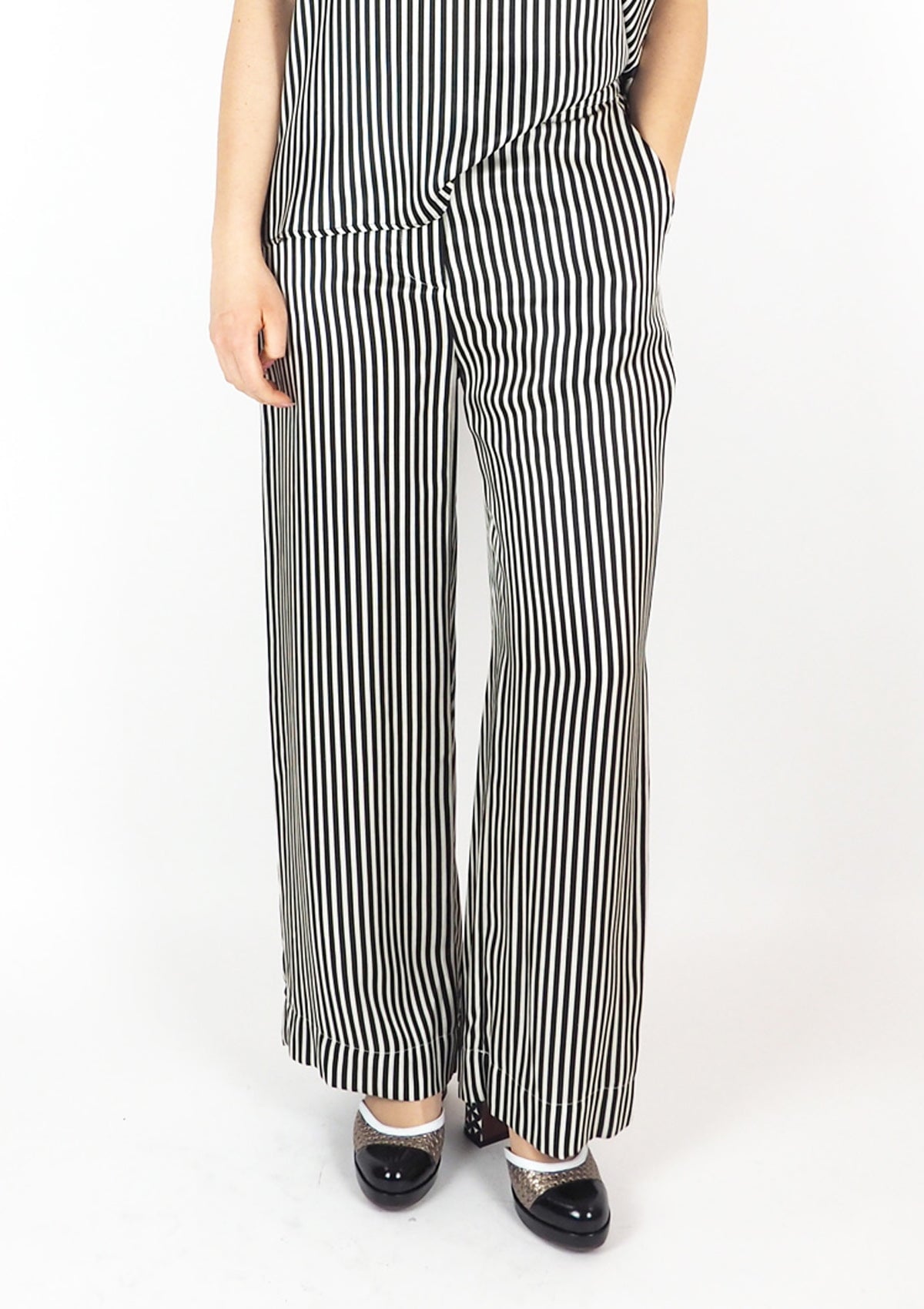 Damen Hose aus Viskose & Seide in Schwarz & Creme Damen Hose SHIRTAPORTER