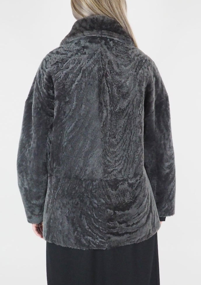 Damen Jacke aus Lammfell in Antrazit zum Wenden - Angelica Damen Mantel Benedetta Novi