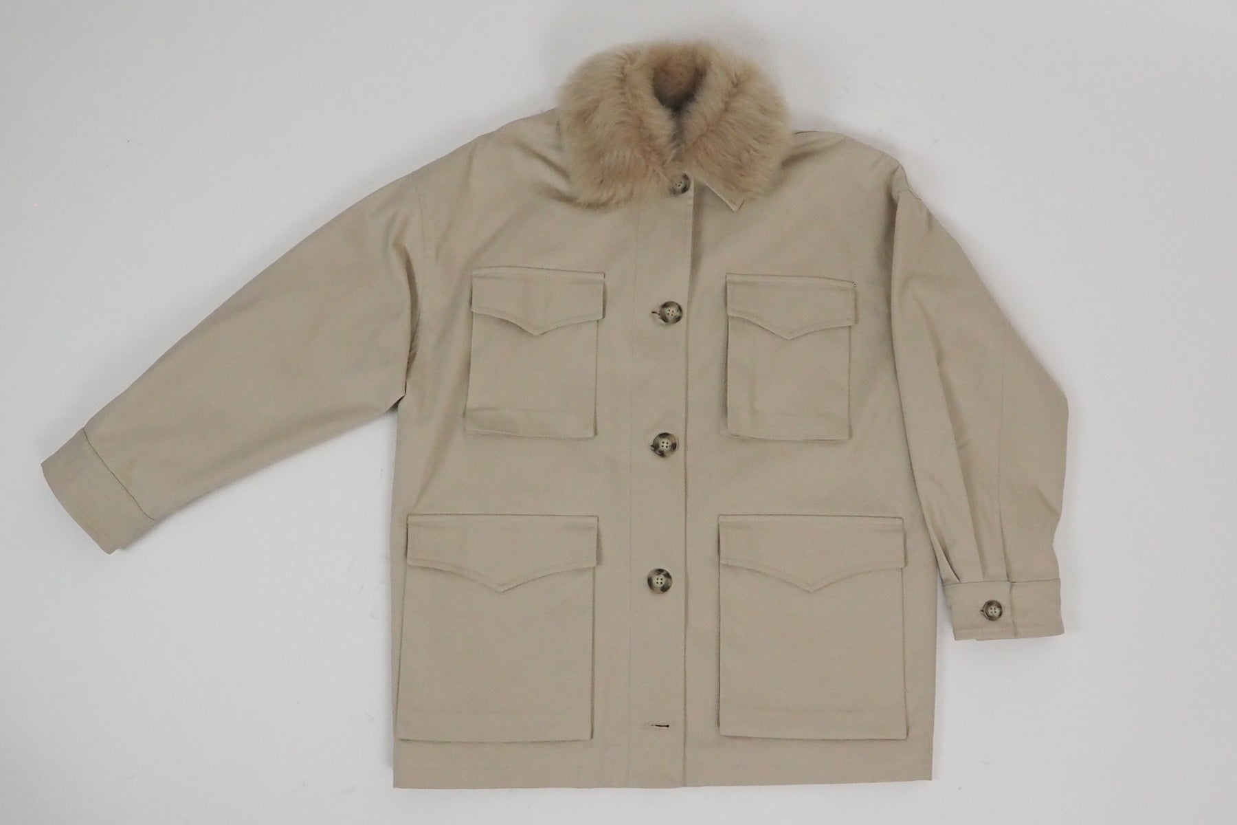 Damen Jacke im Cargo-Stil mit abnehmbarem Kragen in Beige - Luisa Damen Jacke Benedetta Novi