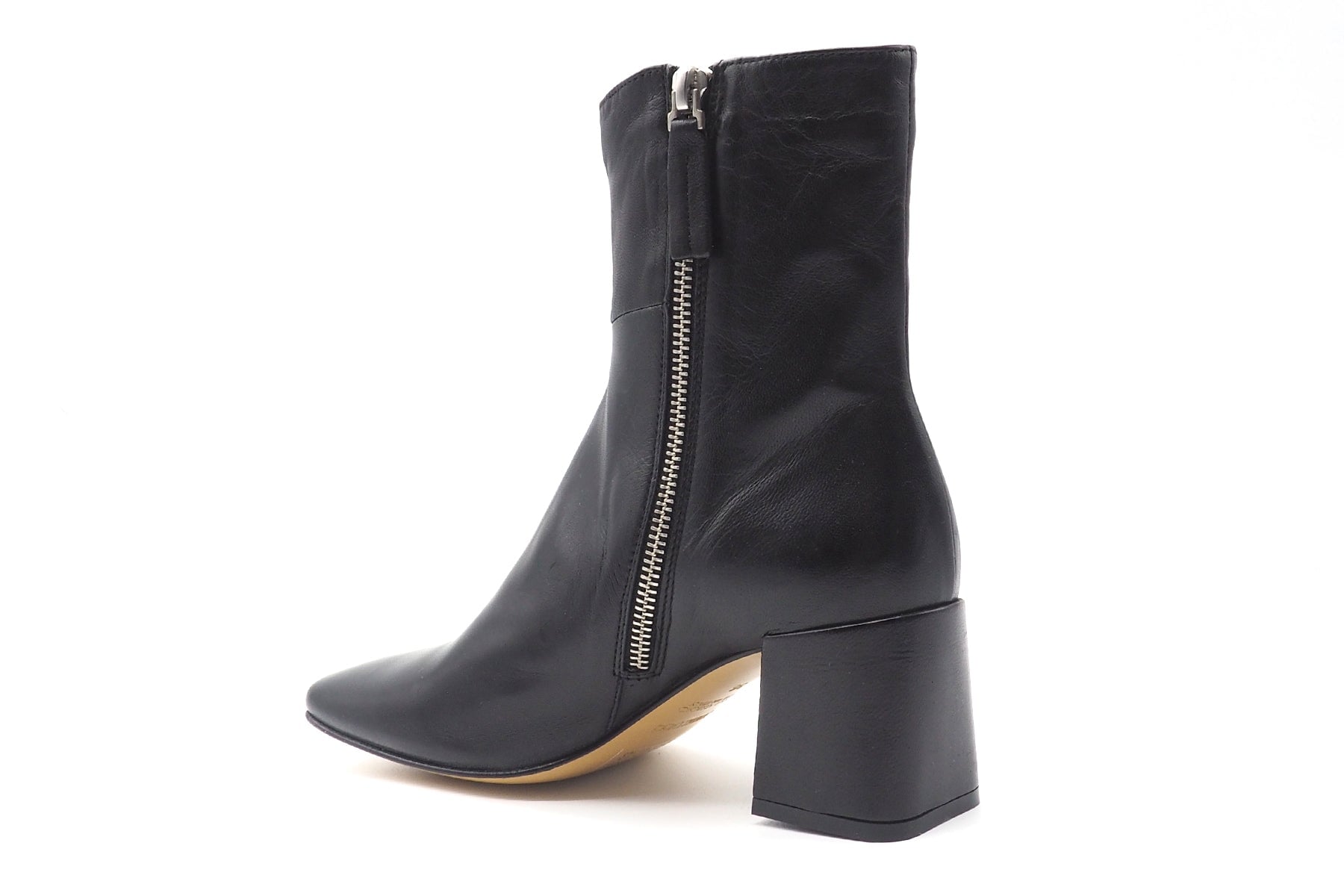 Damen Karree-Stiefelette aus Handschuhweichem Leder in Schwarz - Absatz 6 cm Damen Stiefeletten Pomme D'or