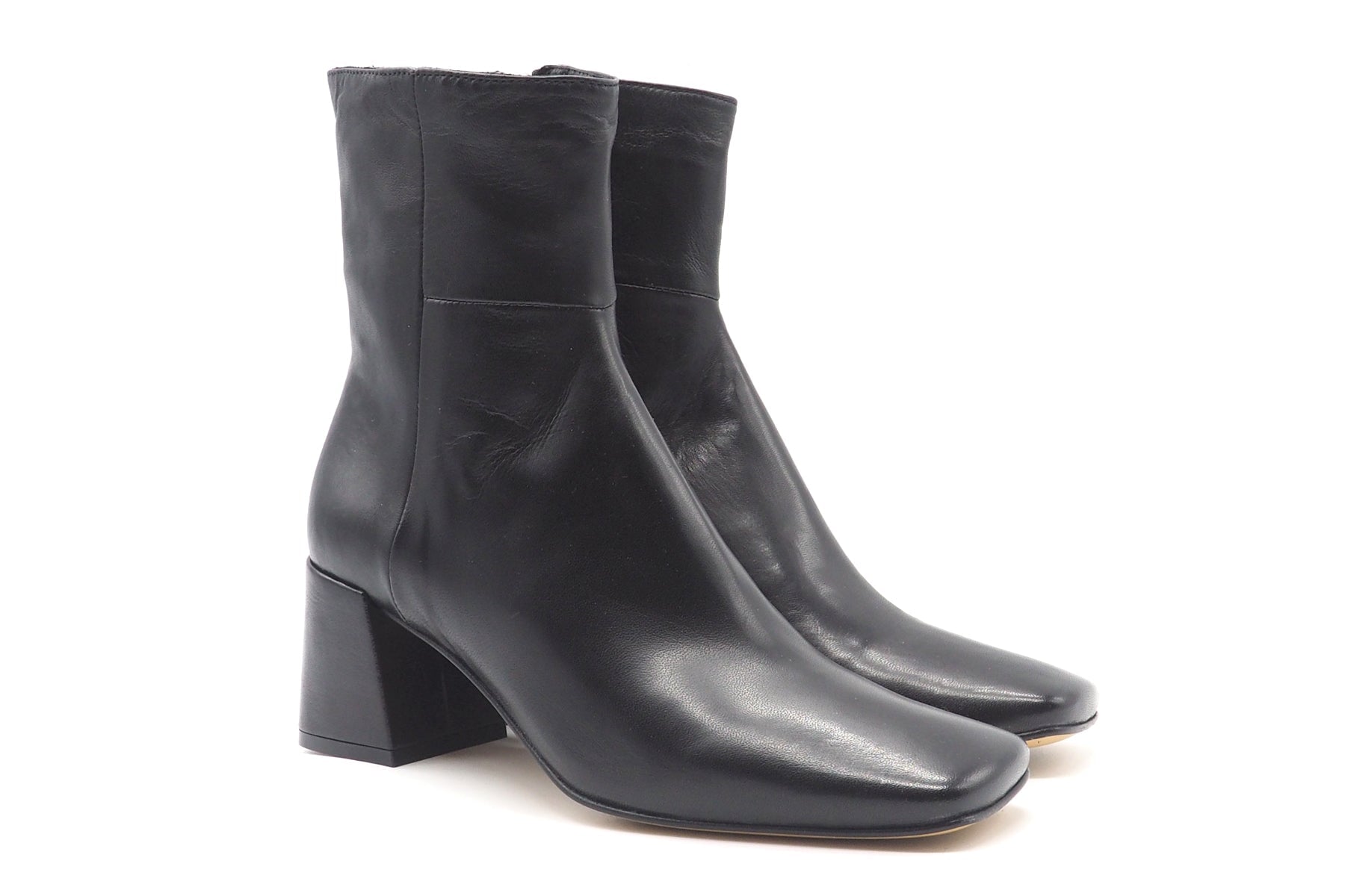 Damen Karree-Stiefelette aus Handschuhweichem Leder in Schwarz - Absatz 6 cm Damen Stiefeletten Pomme D'or