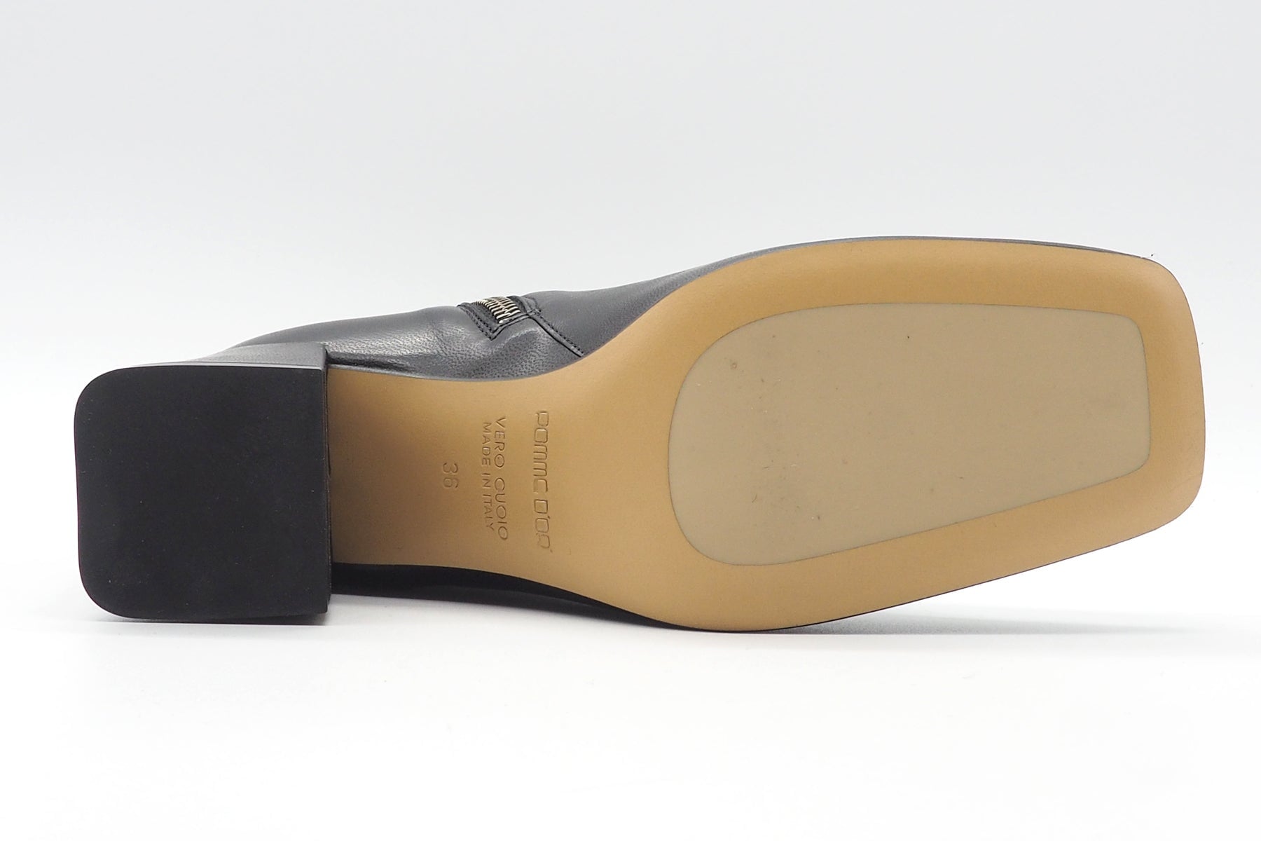 Damen Karree-Stiefelette aus Handschuhweichem Leder in Schwarz - Absatz 6 cm Damen Stiefeletten Pomme D'or