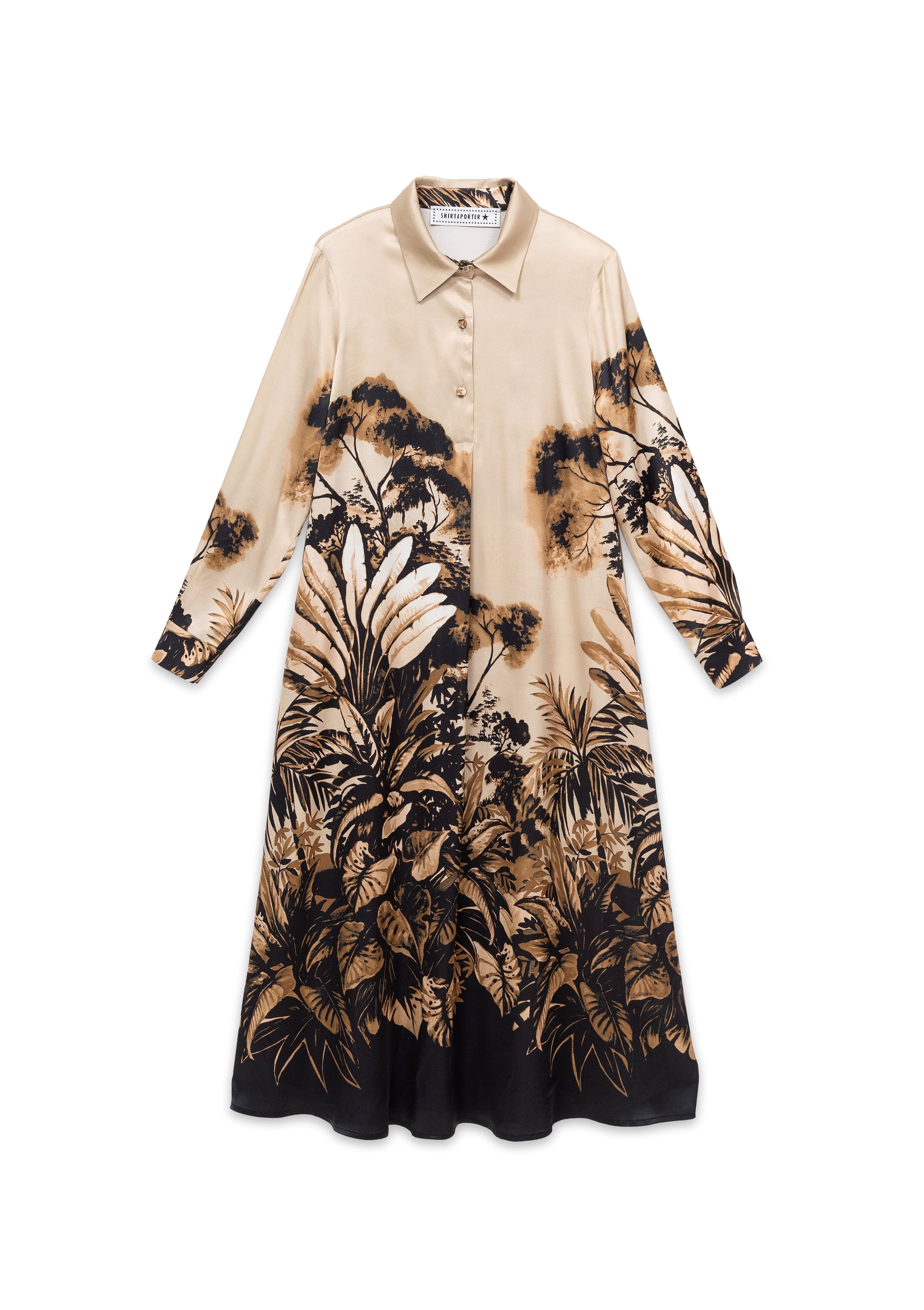 Damen Kleid aus Viskose mit Print in Caramel & Schwarz Damen Kleid SHIRTAPORTER