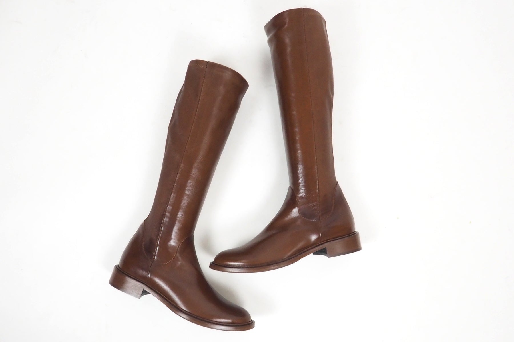 Damen Langschaftstiefel aus Leder in Braun - Absatz 3cm - mit Stretchschaft Damen Stiefel Lorenzo Masiero