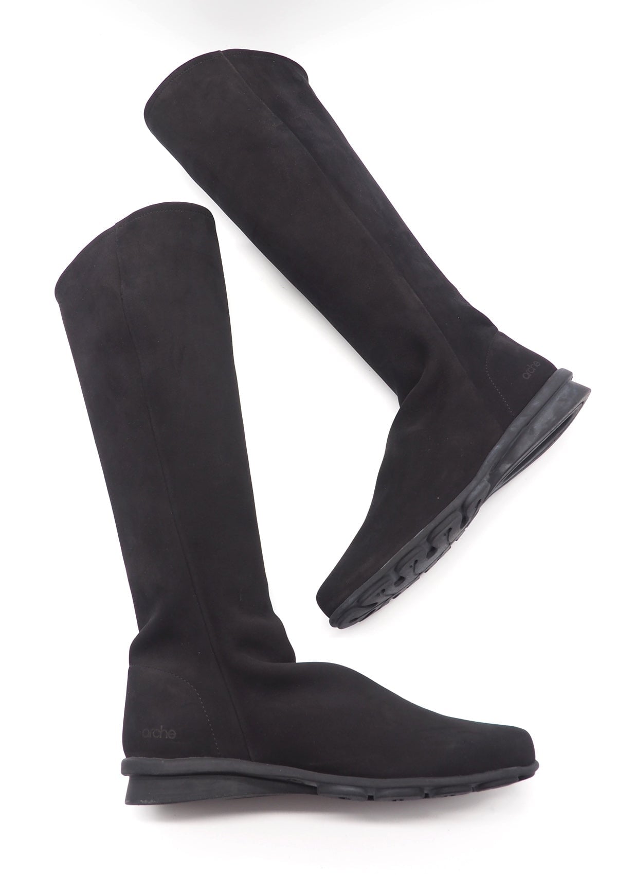 Damen Langschaftstiefel aus Nubukleder in Schwarz - Denori Damen Stiefel Arche