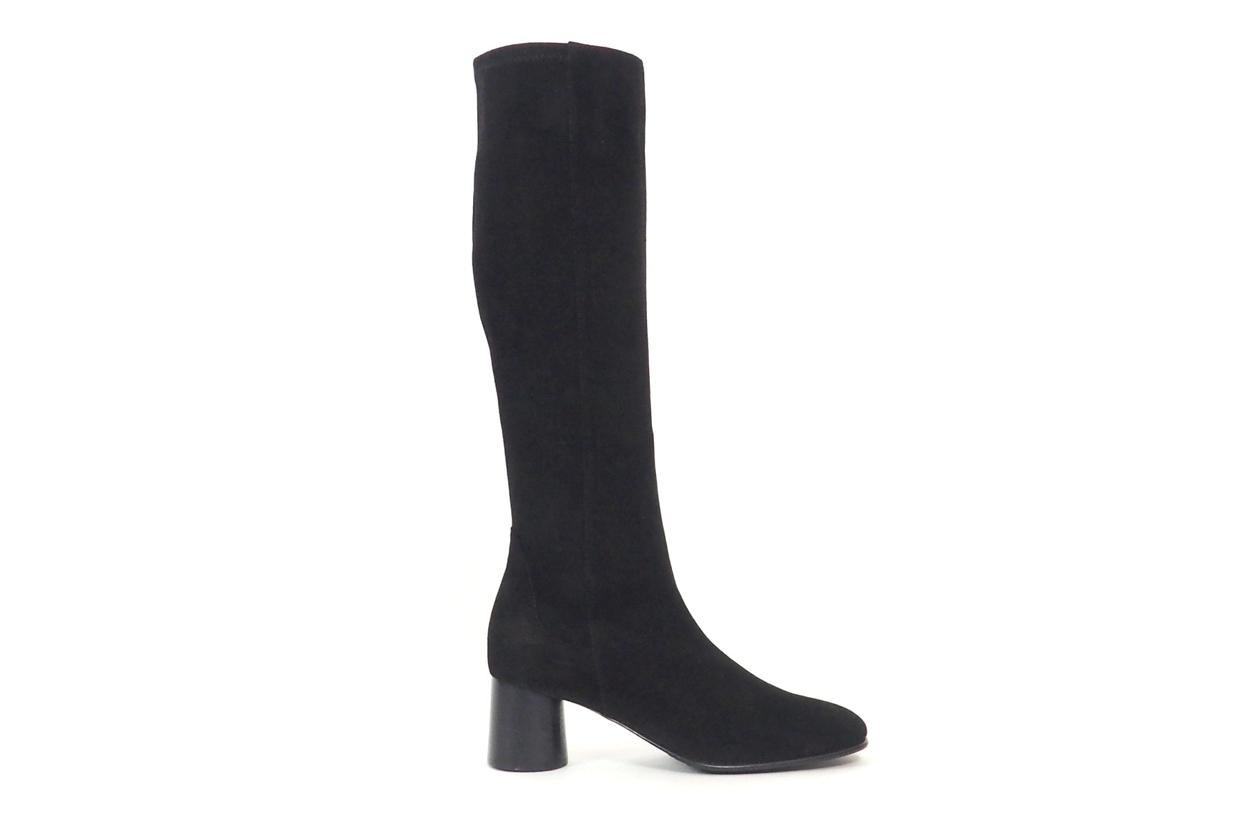 Damen Langschaftstiefel aus Velourslederstretch in Schwarz - Absatz 6cm Damen Stiefel Lorenzo Masiero