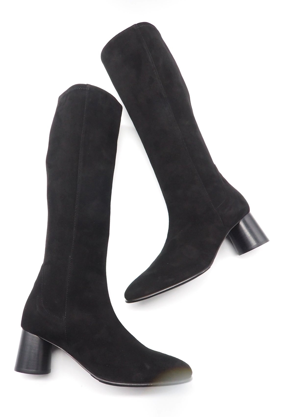 Damen Langschaftstiefel aus Velourslederstretch in Schwarz - Absatz 6cm Damen Stiefel Lorenzo Masiero