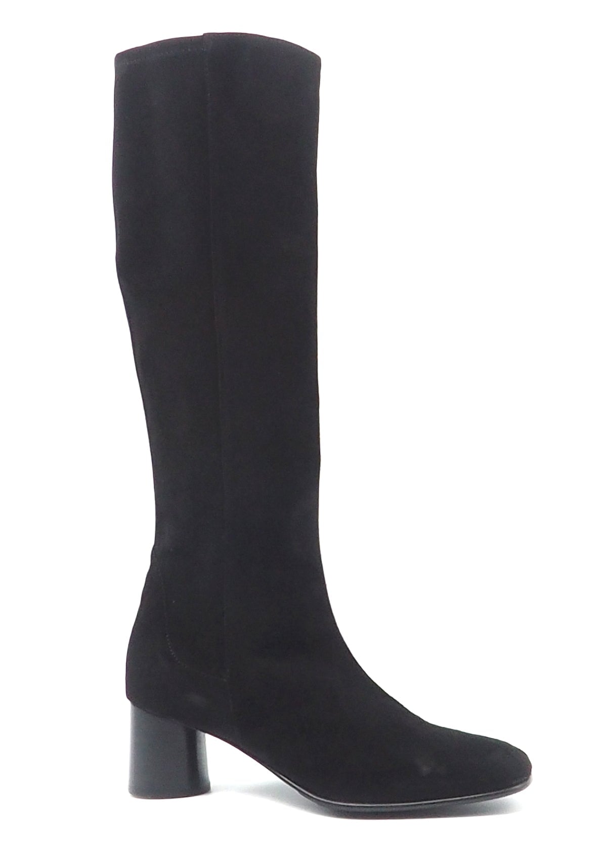 Damen Langschaftstiefel aus Velourslederstretch in Schwarz - Absatz 6cm Damen Stiefel Lorenzo Masiero