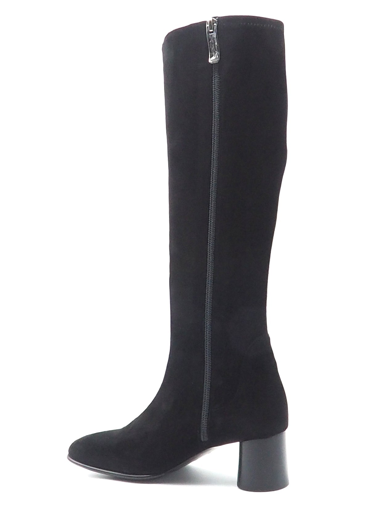 Damen Langschaftstiefel aus Velourslederstretch in Schwarz - Absatz 6cm Damen Stiefel Lorenzo Masiero