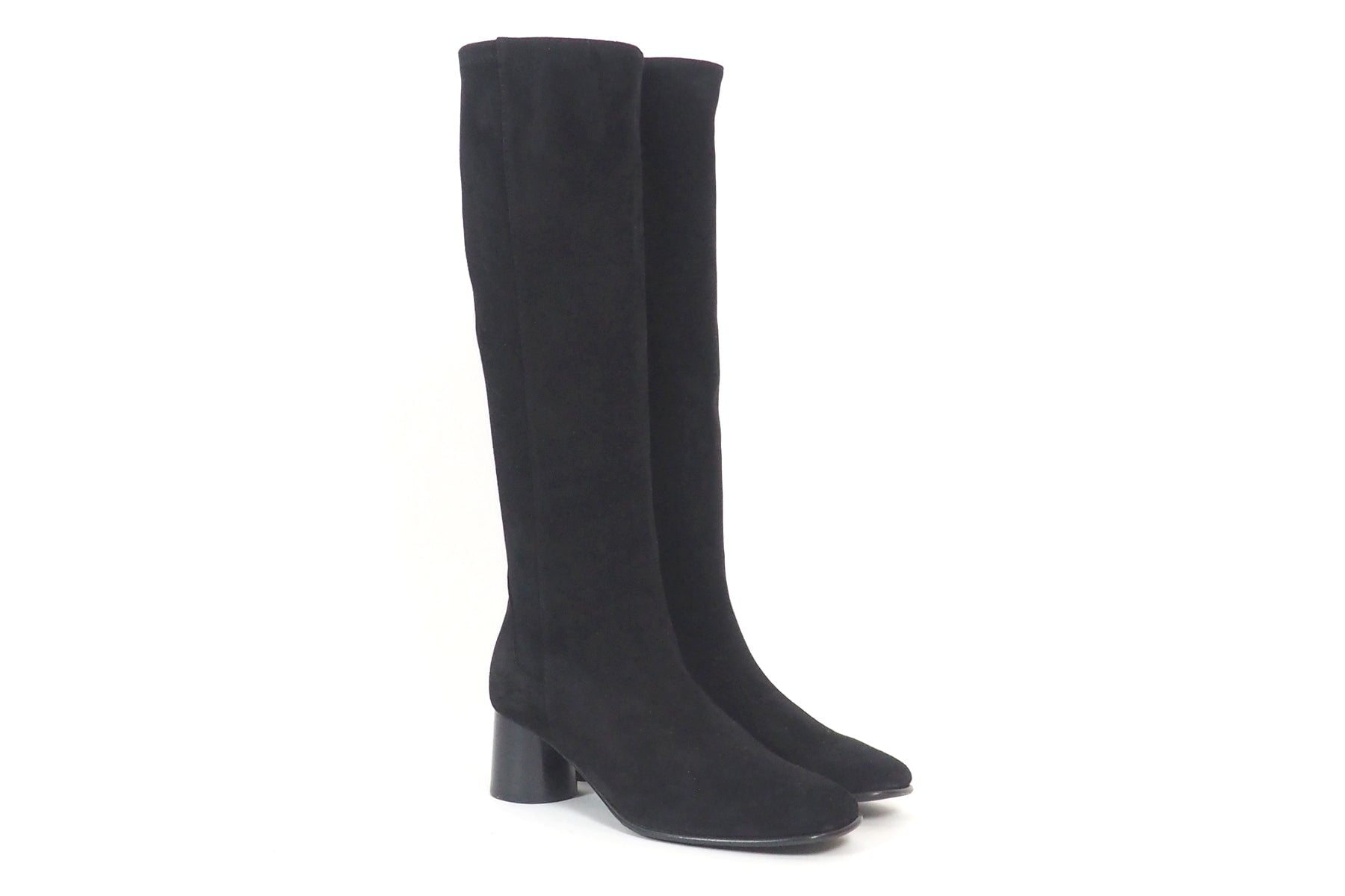 Damen Langschaftstiefel aus Velourslederstretch in Schwarz - Absatz 6cm Damen Stiefel Lorenzo Masiero