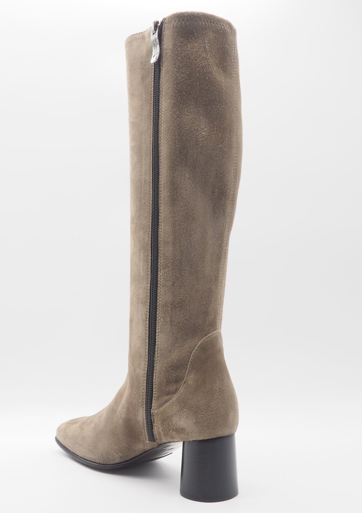 Damen Langschaftstiefel aus Velourslederstretch in Topegrau - Absatz 6cm Damen Stiefel Lorenzo Masiero