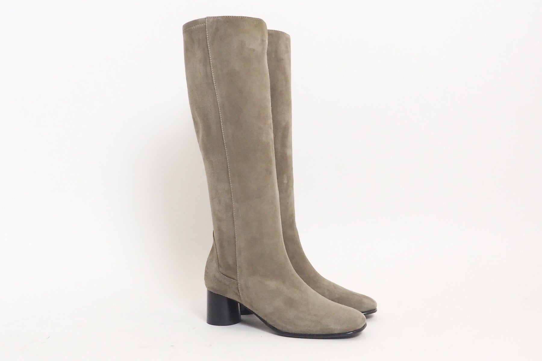 Damen Langschaftstiefel aus Velourslederstretch in Topegrau - Absatz 6cm Damen Stiefel Lorenzo Masiero