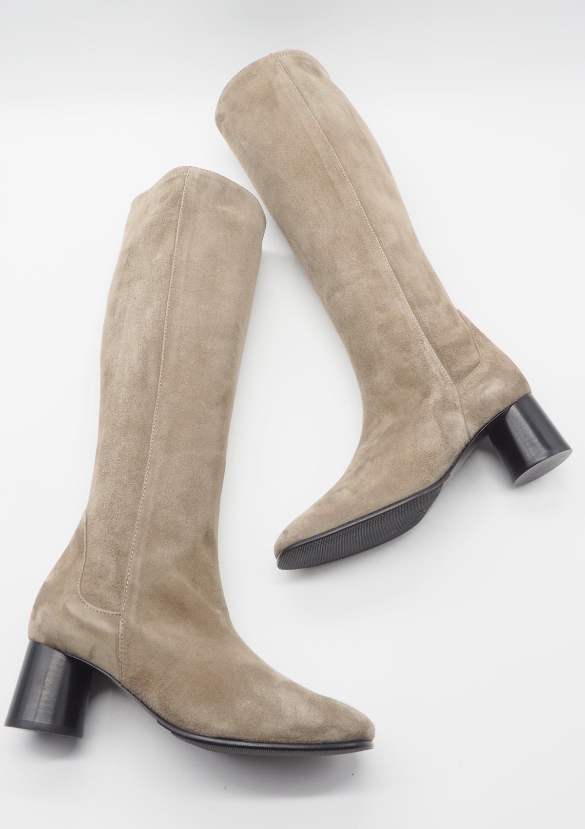 Damen Langschaftstiefel aus Velourslederstretch in Topegrau - Absatz 6cm Damen Stiefel Lorenzo Masiero