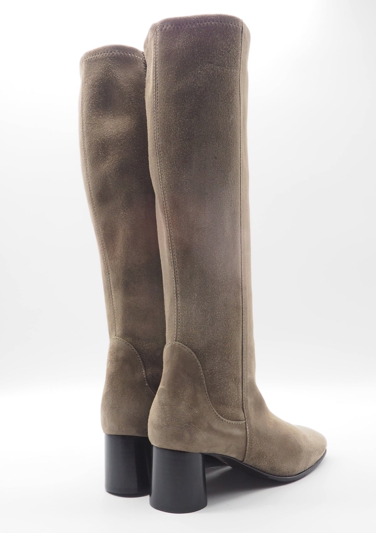 Damen Langschaftstiefel aus Velourslederstretch in Topegrau - Absatz 6cm Damen Stiefel Lorenzo Masiero