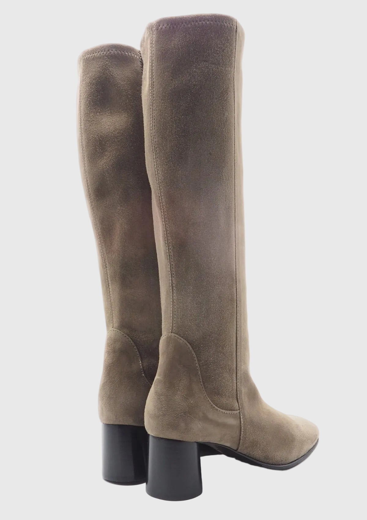 Damen Langschaftstiefel aus Velourslederstretch in Topegrau - Absatz 6cm Damen Stiefel Lorenzo Masiero