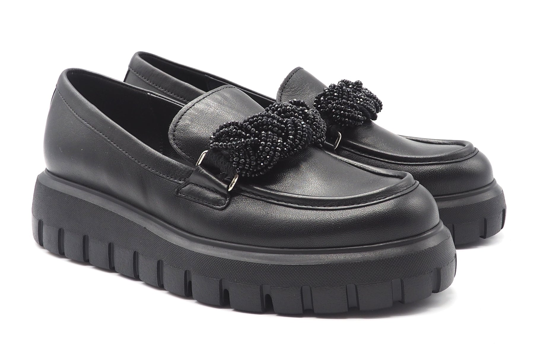 Damen Loafer aus Glattleder mit geflochtenem Dekor in Schwarz Damen Loafers Gabor