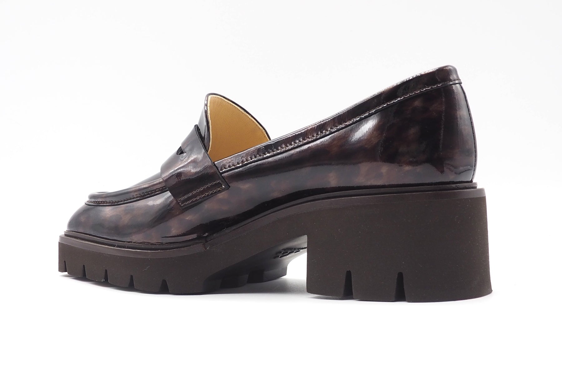Damen Loafer aus Lackleder in Braun melangiert & leichter Profilsohle Damen Loafers & Schnürer Brunate