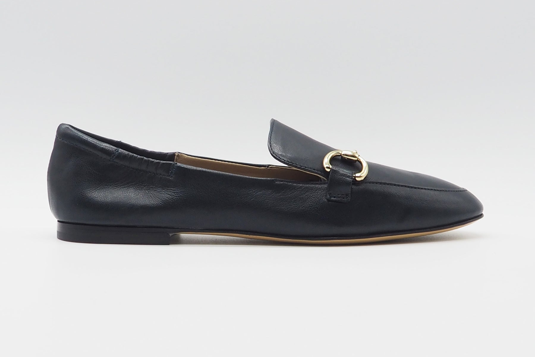 Damen Loafer aus Leder in Blau mit Goldspange Damen Loafers & Schnürer Pomme D'or