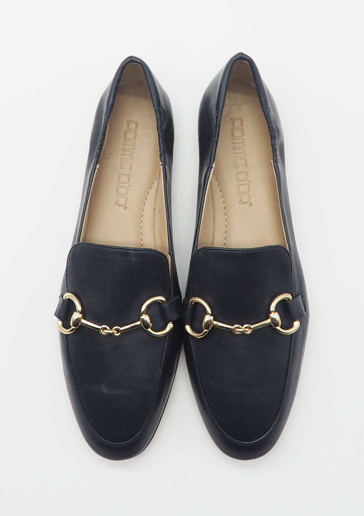 Damen Loafer aus Leder in Blau mit Goldspange Damen Loafers & Schnürer Pomme D'or